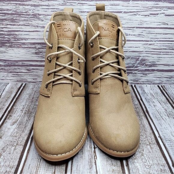 Nautica Tan Waterline lace up Wedges Ankle Booties 9.5 - Picture 5 of 6